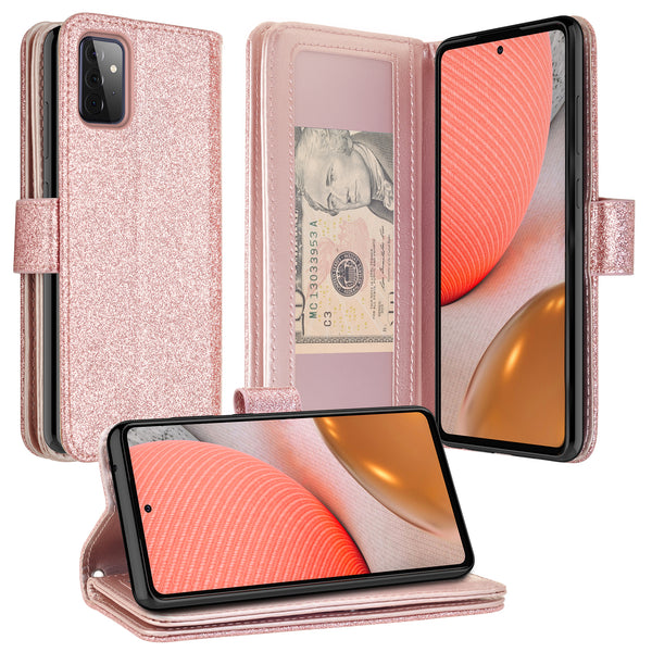 samsung galaxy a02s glitter wallet case - rose gold - www.coverlabusa.com