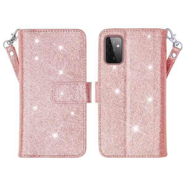 samsung galaxy a02s glitter wallet case - rose gold - www.coverlabusa.com