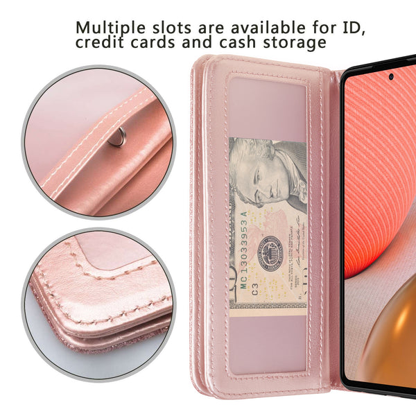 samsung galaxy a02s glitter wallet case - rose gold - www.coverlabusa.com