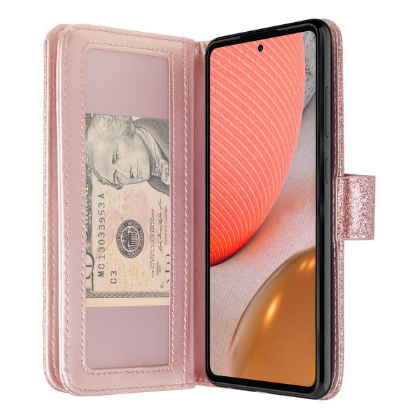 samsung galaxy a02s glitter wallet case - rose gold - www.coverlabusa.com