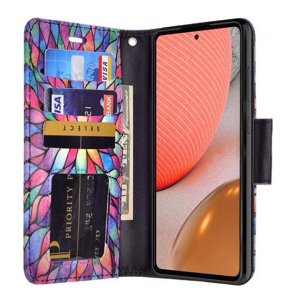 samsung galaxy a52 5g wallet case - rainbow flower - www.coverlabusa.com