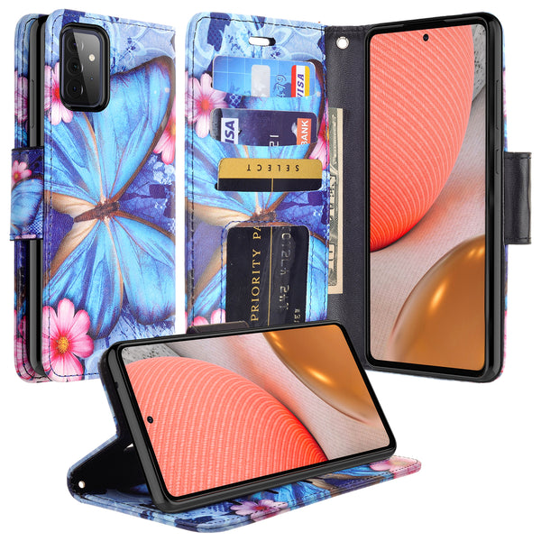 samsung galaxy a02s wallet case - blue butterfly - www.coverlabusa.com