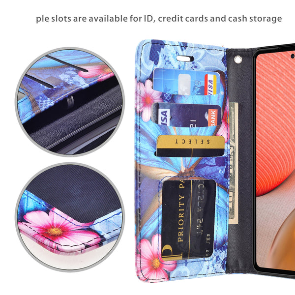 samsung galaxy a02s wallet case - blue butterfly - www.coverlabusa.com