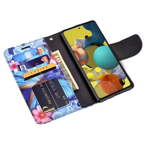 samsung galaxy a51 wallet case - blue butterfly - www.coverlabusa.com