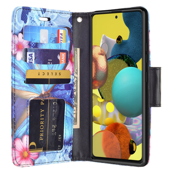 samsung galaxy a71 wallet case - blue butterfly - www.coverlabusa.com