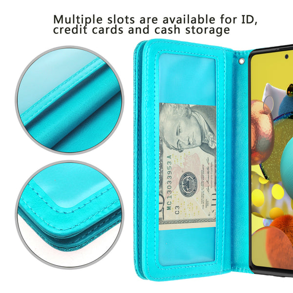 samsung galaxy a51 glitter wallet case - teal - www.coverlabusa.com