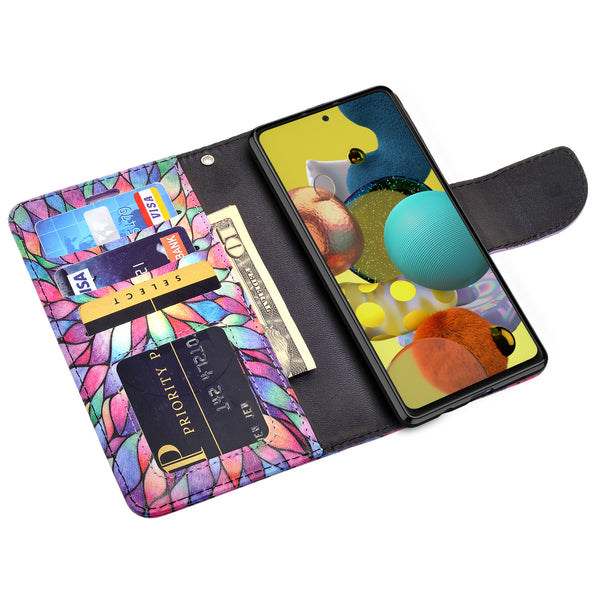 samsung galaxy a71 wallet case - rainbow flower - www.coverlabusa.com