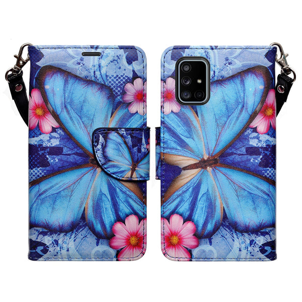 samsung galaxy a71 wallet case - blue butterfly - www.coverlabusa.com