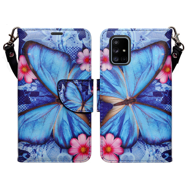 samsung galaxy a51 wallet case - blue butterfly - www.coverlabusa.com