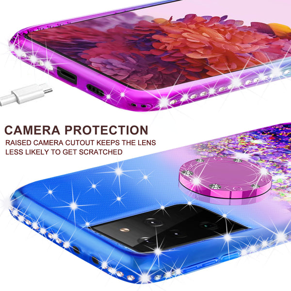 glitter phone case for samsung galaxy s21 ultra - hot blue/purple gradient - www.coverlabusa.com