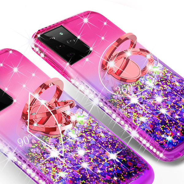 glitter phone case for samsung galaxy s21 ultra - hot pink/purple gradient - www.coverlabusa.com