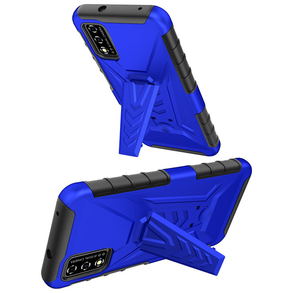 holster kickstand hyhrid phone case for t - moblie revvl v - blue - www.coverlabusa.com