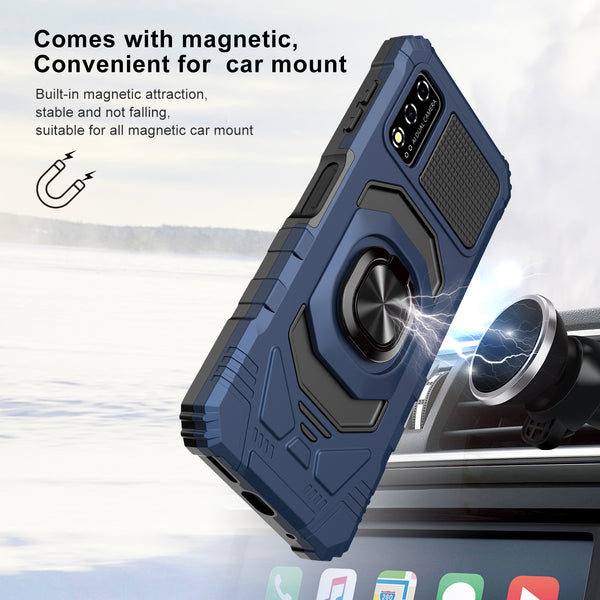 ring car mount kickstand hyhrid phone case for t - moblie revvl v - blue- www.coverlabusa.com