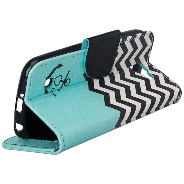 LG Optimus Zone 3 Cases | LG K4 Cases | LG Spree Cases | LG Rebel leather wallet case - teal anchor - www.coverlabusa.com 