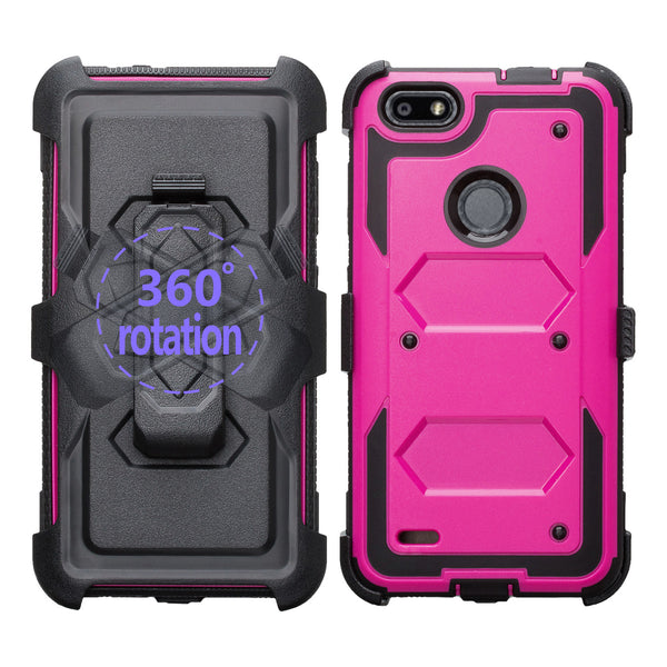 ZTE Blade X Case, ZTE Z965 Case, Triple Protection 3-1 w/ Built in Screen Protector Heavy Duty Holster Shell Combo Case Cover - Purple