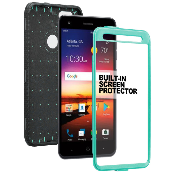 ZTE Blade X Case, ZTE Z965 Case, Triple Protection 3-1 w/ Built in Screen Protector Heavy Duty Holster Shell Combo Case Cover - Teal