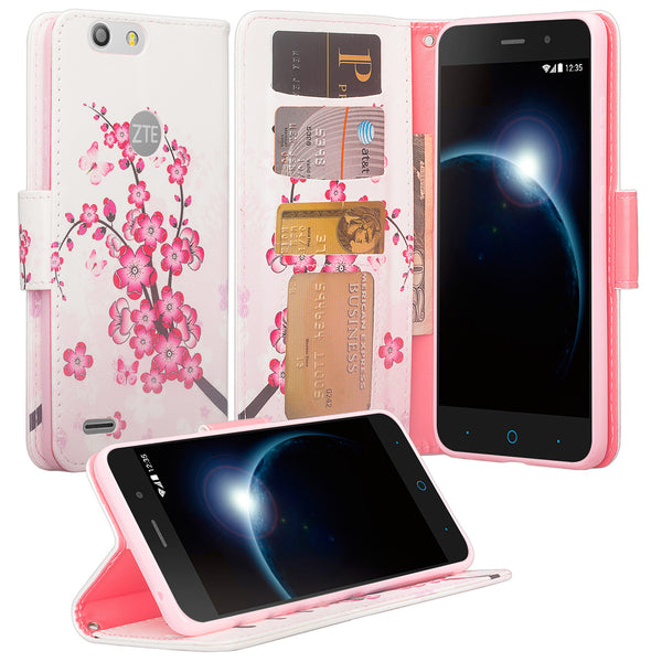 ZTE Sequoia / Blade ZMax Pro 2 / Z982 Wallet Case - cherry blossom - www.coverlabusa.com