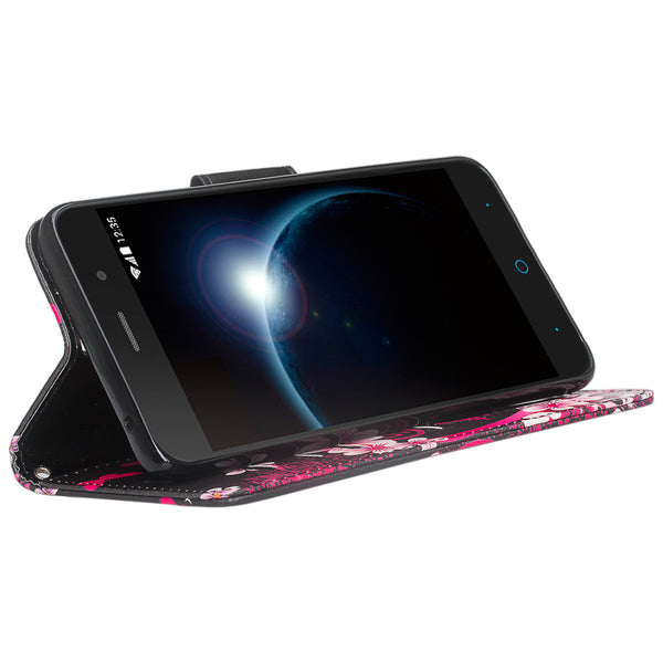 ZTE Sequoia / Blade ZMax Pro 2 / Z982 Wallet Case - heart butterflies - www.coverlabusa.com