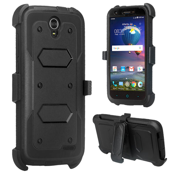 zte grand x3 holster case built in screen protector - black - www.coverlabusa.com