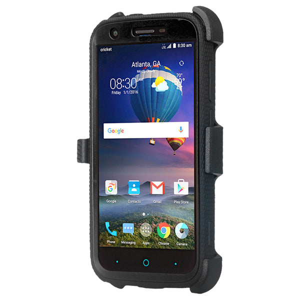 zte grand x3 holster case built in screen protector - black - www.coverlabusa.com