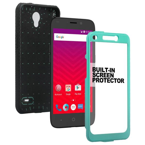 ZTE Prestige | ZTE Sonata 3 | ZTE Avid Plus | ZTE Avid Trio  holster case built in screen protector - teal - www.coverlabusa.com