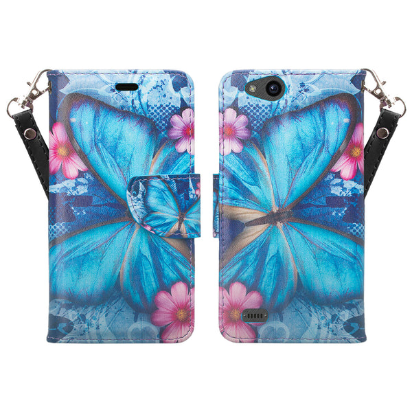ZTE Tempo X Wallet Case - Blue Butterfly - www.coverlabusa.com