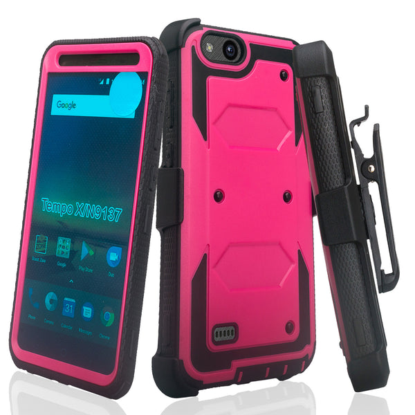 ZTE Tempo X | N9137 | ZTE Blade Vantage Holster Case with Screen Protector - hot pink - www.coverlabusa.com