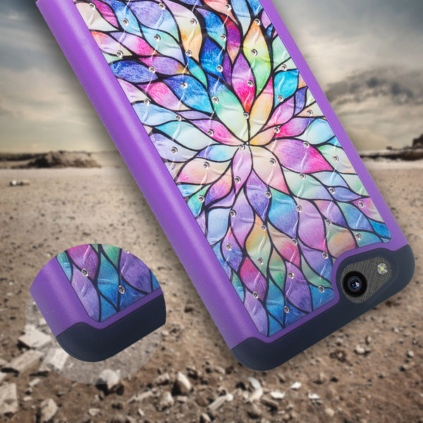 zte tempo x case crystal rhinestone - rainbow flower - www.coverlabusa.com