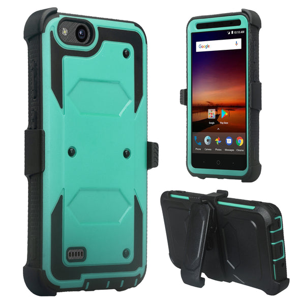 ZTE Tempo X | N9137 | ZTE Blade Vantage Holster Case with Screen Protector - teal - www.coverlabusa.com