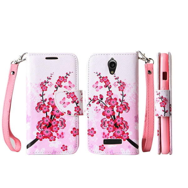 ZTE Obsidian leather wallet case - cherry blossom - www.coverlabusa.com