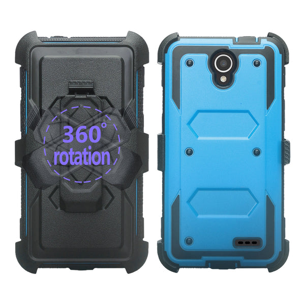 ZTE Prestige 2 | ZTE N9136 Case, Rugged Full-Body Armor[Built-in Screen Protector] Heavy Duty Holster Shell Combo Case for Prestige 2 | N9136 - Blue