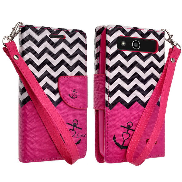 ZTE Speed leather wallet case - hot pink anchor - www.coverlabusa.com