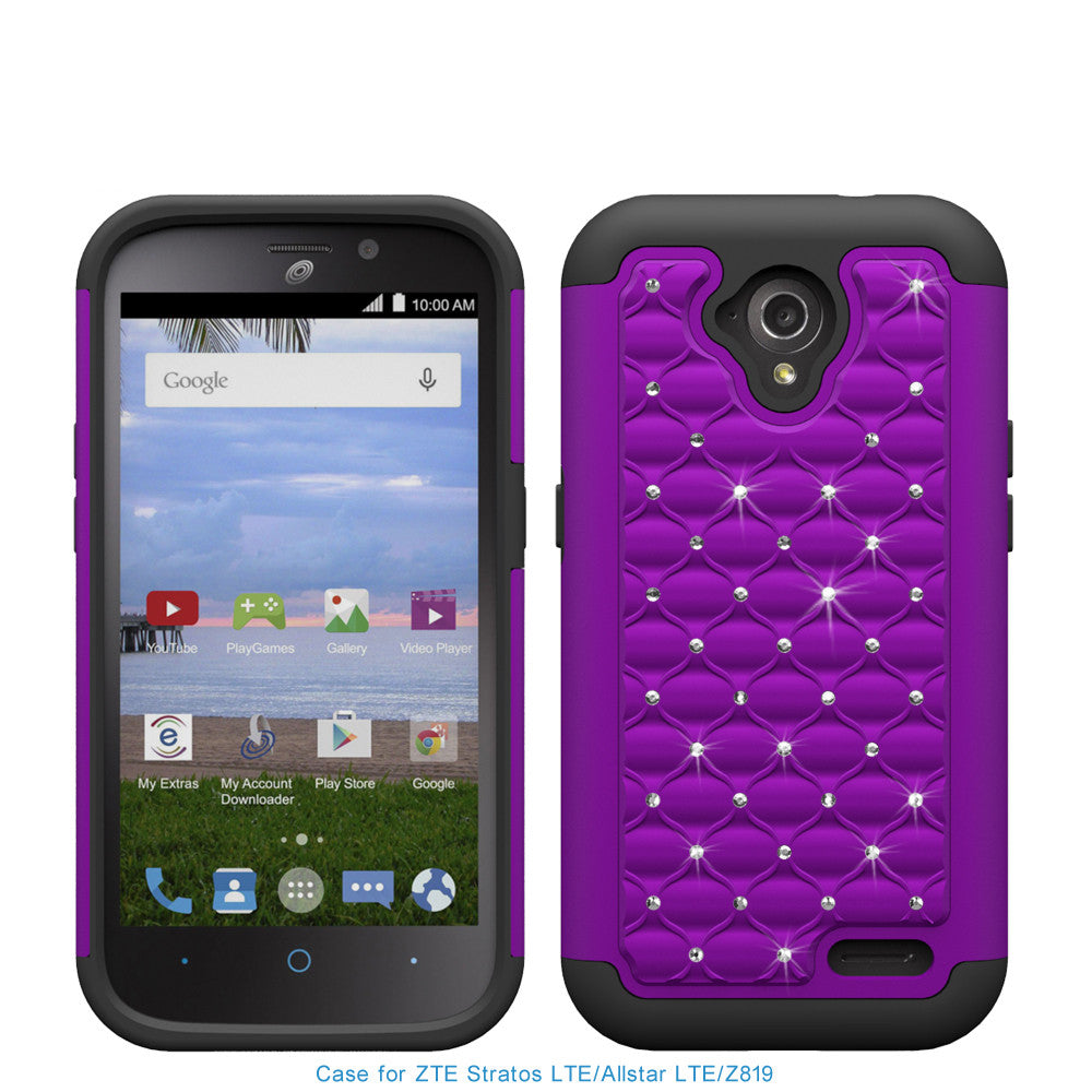 ZTE Stratos LTE Rhinestone Case - purple/black - www.coverlabusa.com