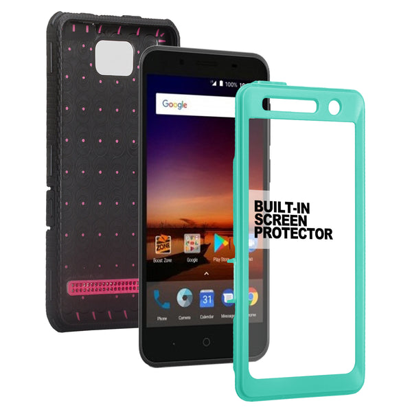 zte tempo heavy duty holster case - teal - www.coverlabusa.com