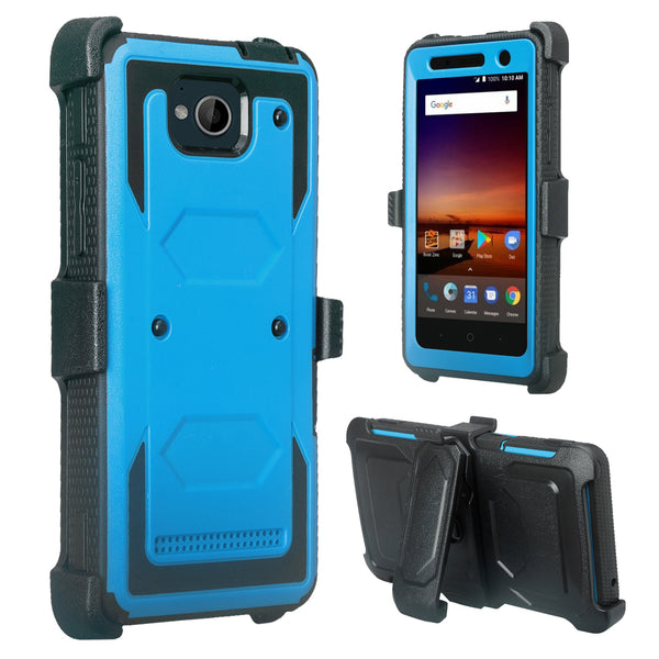 zte tempo heavy duty holster case - blue - www.coverlabusa.com