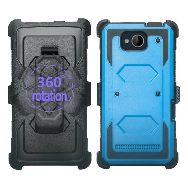 zte tempo heavy duty holster case - blue - www.coverlabusa.com