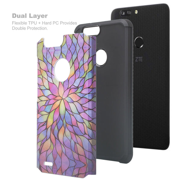 zte sequoia hybrid case - rainbow flower - www.coverlabusa.com