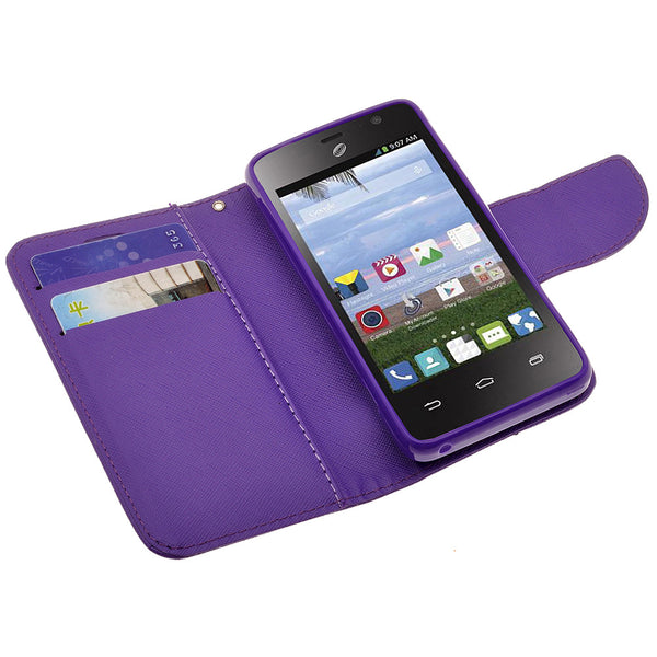 ZTE Zephyr leather wallet case - purple - www.coverlabusa.com