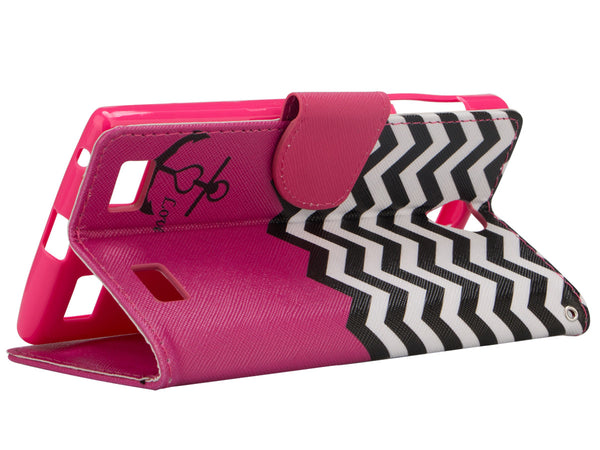 zte zmax 2 leather wallet case - hot pink anchor - www.coverlabusa.com