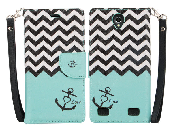 zte zmax 2 leather wallet case - teal anchor - www.coverlabusa.com