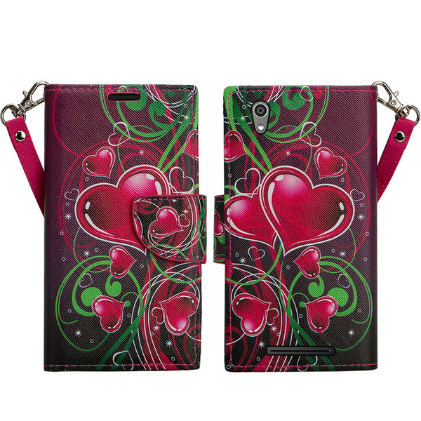 ZTE ZMAX leather wallet case - heart strings - www.coverlabusa.com