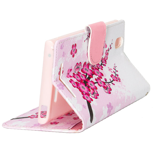 ZTE ZMAX leather wallet case - cherry blossom - www.coverlabusa.com