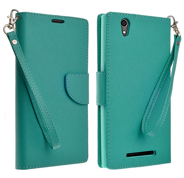 ZTE ZMAX leather wallet case - teal - www.coverlabusa.com